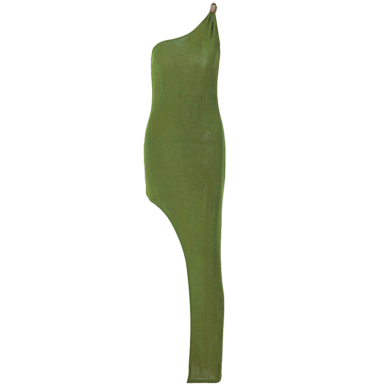 Bodycon One Shoulder Backless Sleeveless Maxi Slit Prom Dress - MERGE.DAY.1.FREESTYLE