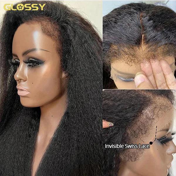 Yaki Straight Glueless Wig Human Hair Precut 7x5 13x6 HD Frontal Wigs Ready to Wear And Go Kinky Straight Lace Front Wig On Sale - MERGE.DAY.1.FREESTYLE