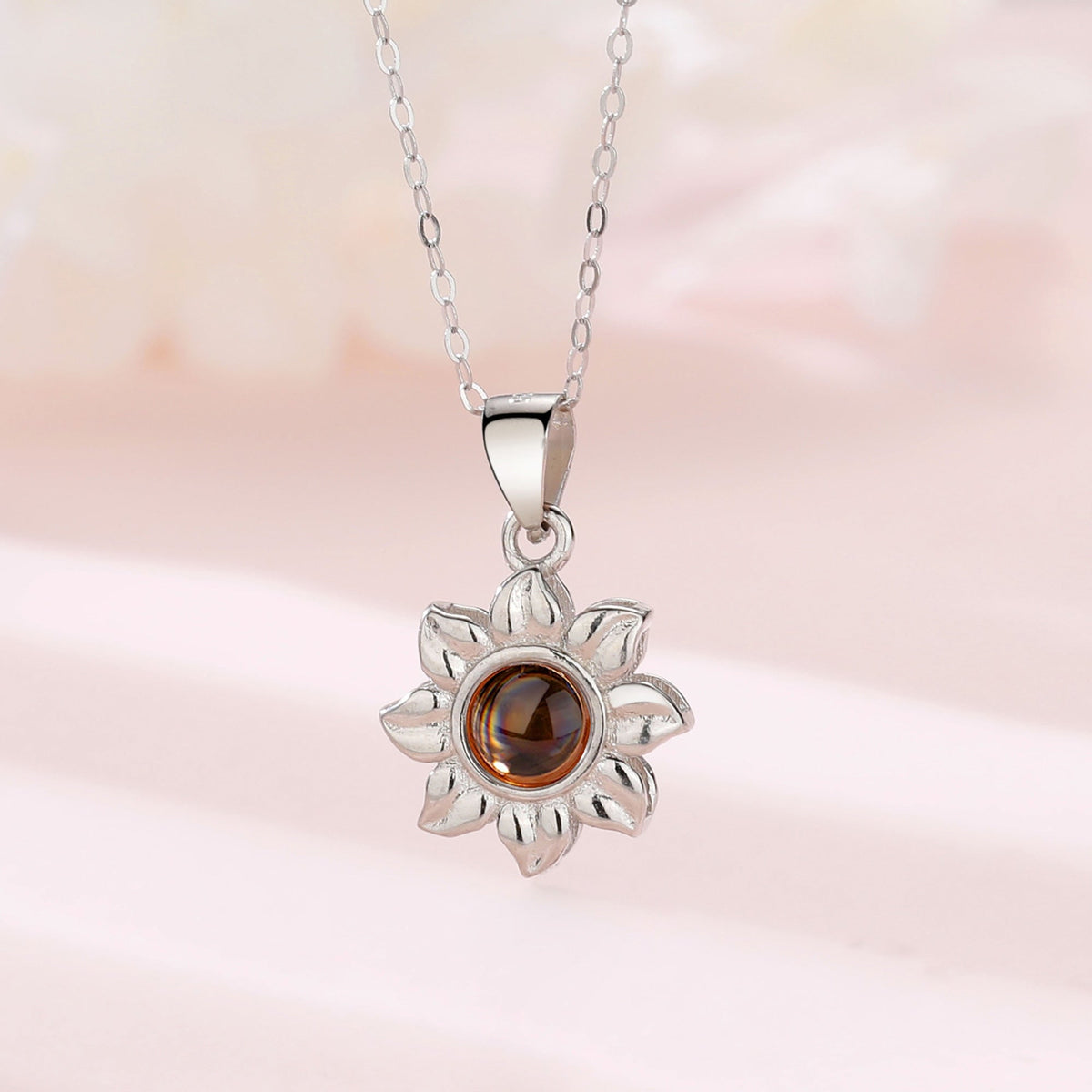 Custom SunFlower Projection Necklace Personalized Lover Keepsake Jewelry - MERGE.DAY.1.FREESTYLE