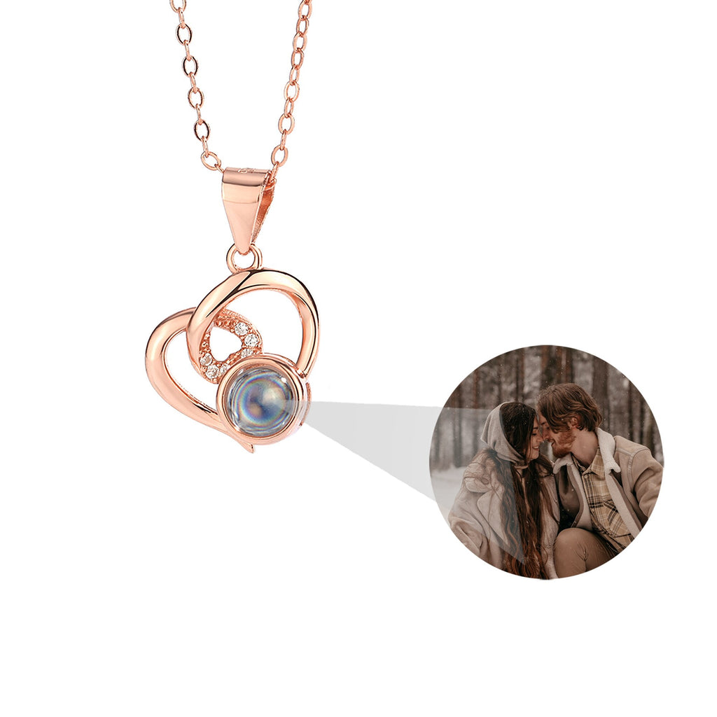 Customizable Photo Necklaces Silver Shiny Heart Chain Necklace Birthday Gifts - MERGE.DAY.1.FREESTYLE