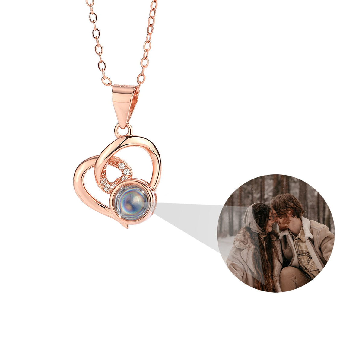 Customizable Photo Necklaces Silver Shiny Heart Chain Necklace Birthday Gifts - MERGE.DAY.1.FREESTYLE