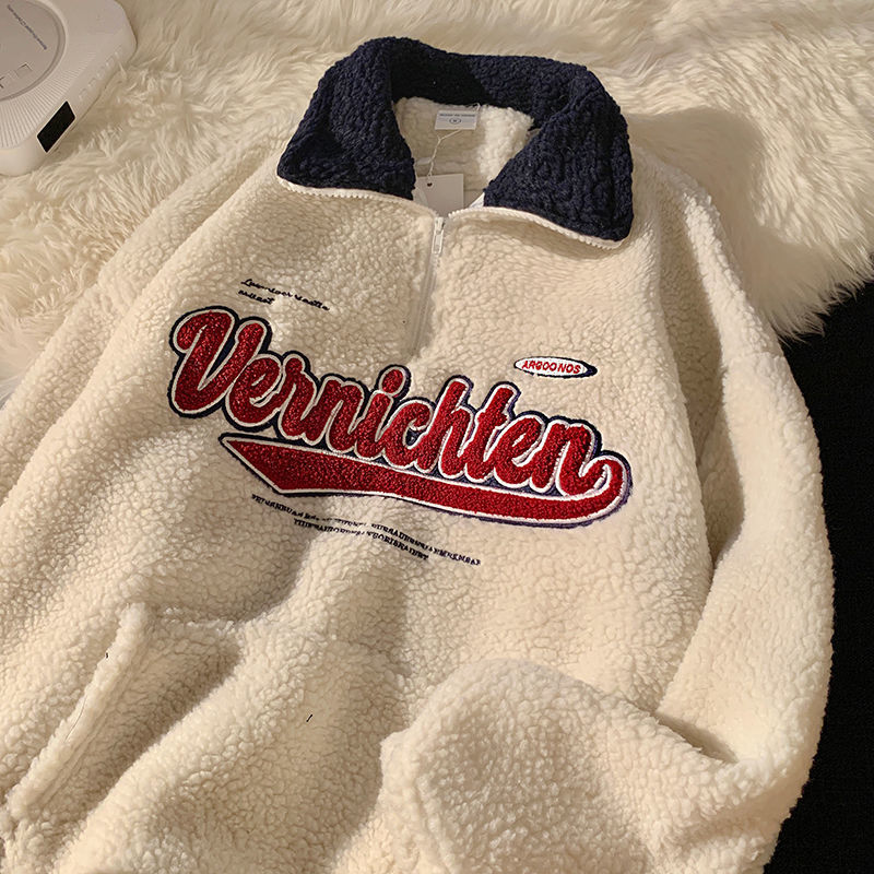 Vintage Punk Sweatshirts Casual V-neck Long Sleeve Letter Embroidery Hoodie - MERGE.DAY.1.FREESTYLE