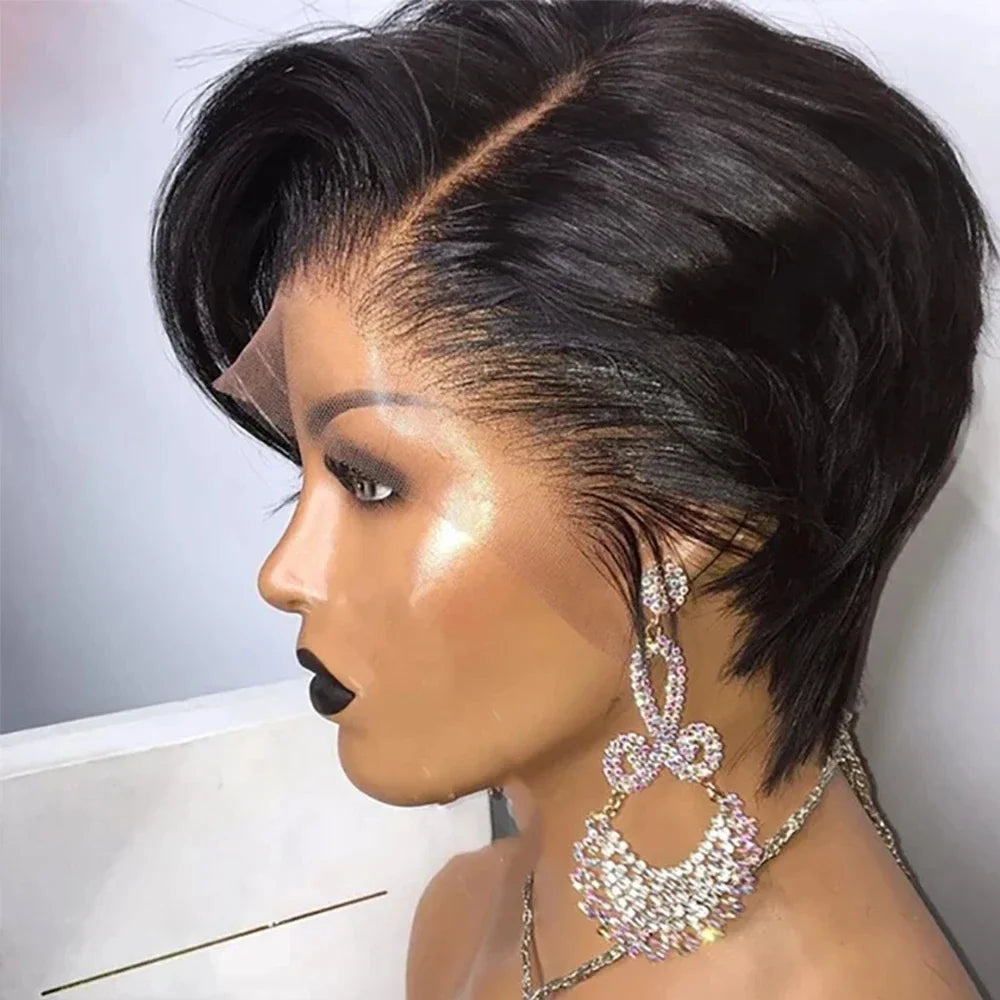 Short Pixie Cut Straight Bob Wig 13x4 Lace Front Human Hair Wigs Pre Plucked Pixie Cut Transparent Lace For Women Natural Color - MERGE.DAY.1.FREESTYLE