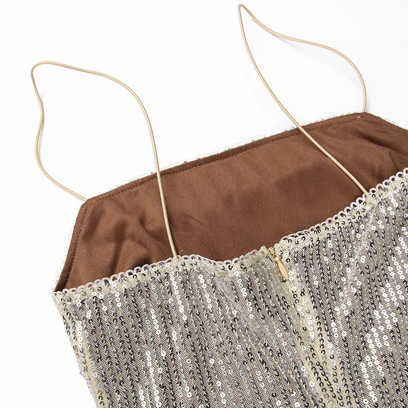 Sleeveless Glitter Sequined Evening Party Club Maxi Dress - MERGE.DAY.1.FREESTYLE