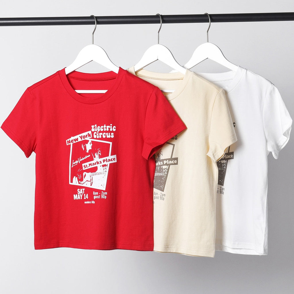 Guitar Crop Top Women Summer Round Neck Short Sleeve Cotton T Shirt Casual Streetwear Tshirt - MERGE.DAY.1.FREESTYLE