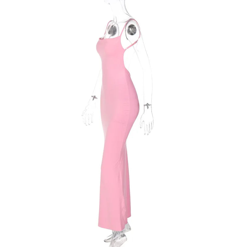 Solid Sleeveless Backless Elegant Sexy Bodycon Y2K Maxi Prom Dress - MERGE.DAY.1.FREESTYLE