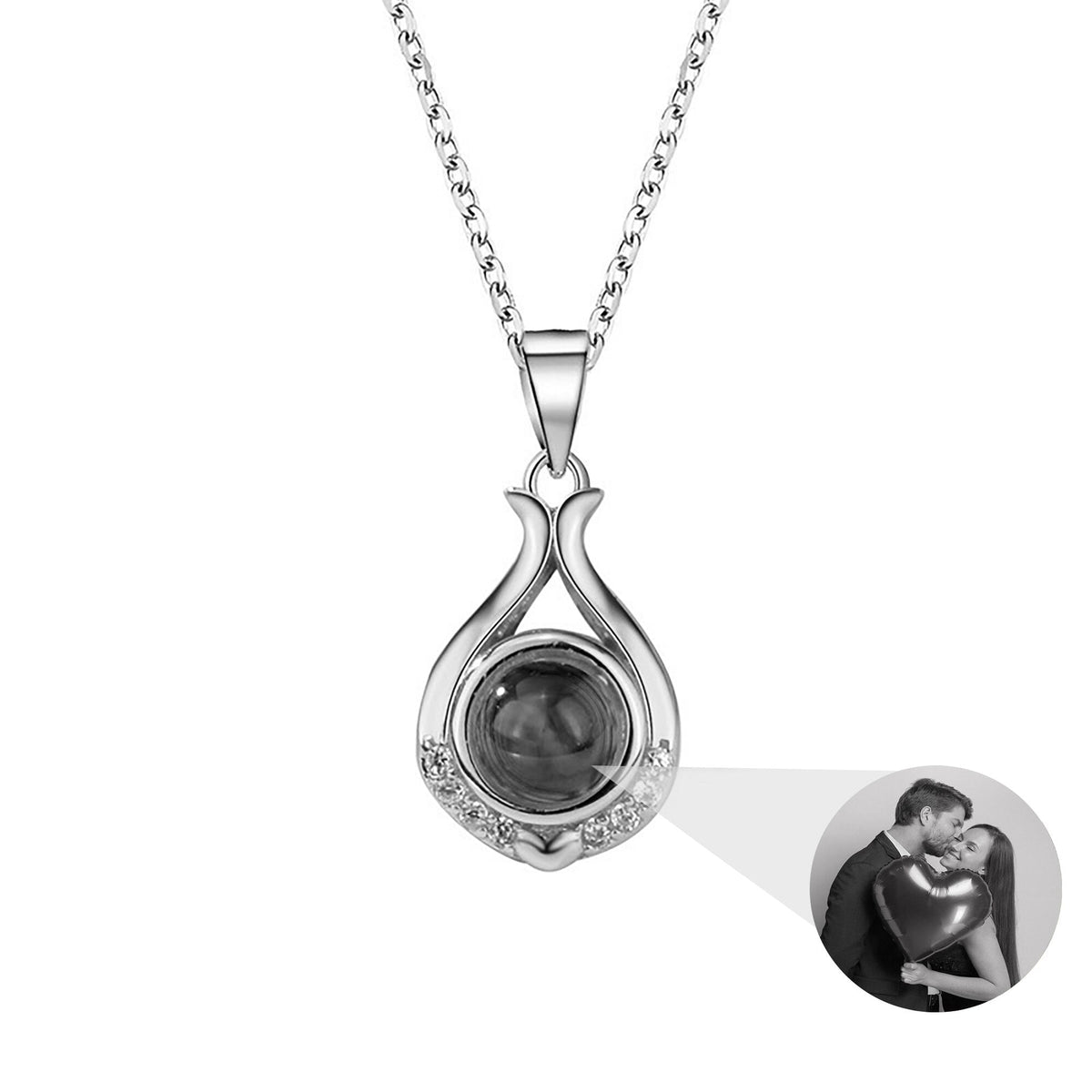 Valentine's Day Gift Photo Custom Simple flower Shaped Projection Necklace - MERGE.DAY.1.FREESTYLE