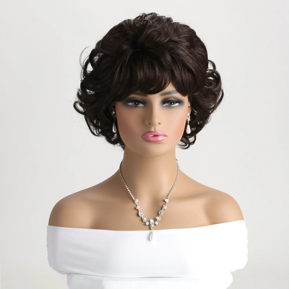 Natural Synthetic Short Curly Black Wigs For Women 10 Inch Wig Daily Party Heat Resistant Hair - MERGE.DAY.1.FREESTYLE