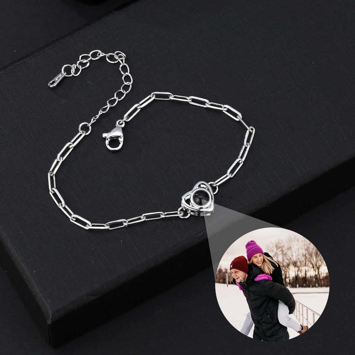 Customizable photo Projection Photo Bracelet-Heart Pendant Memorial Bracelet - MERGE.DAY.1.FREESTYLE