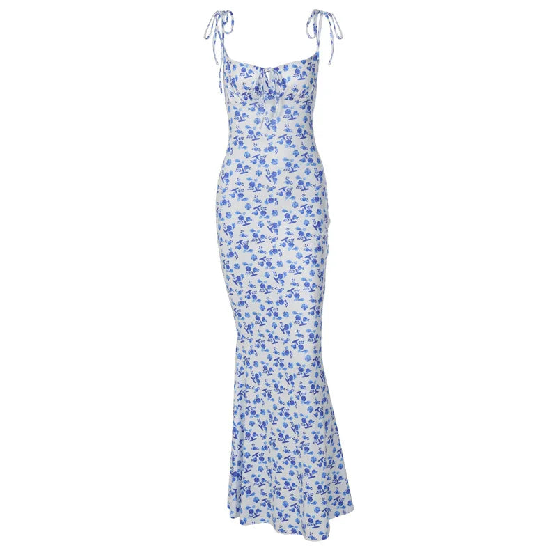 Elegant Floral Beach Vacation Bodycon Streetwear Long Dress - MERGE.DAY.1.FREESTYLE