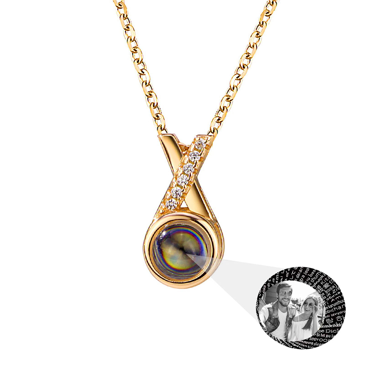 X-letter Projection Necklace With Customizable PhotosSilver 925 Necklace - MERGE.DAY.1.FREESTYLE