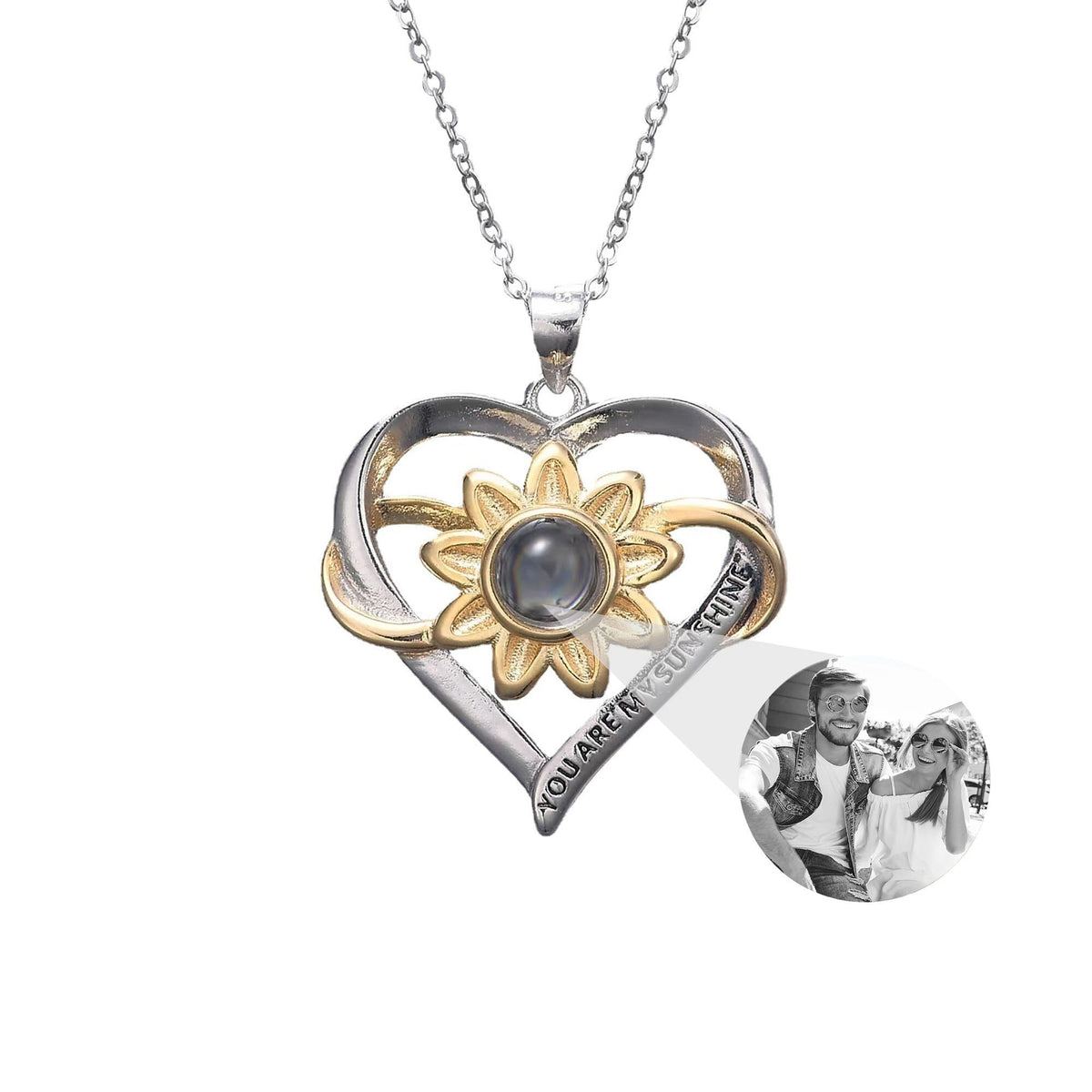 Customized photo of sunflower love Projection Necklace 100 Languages Pendant Jewelry - MERGE.DAY.1.FREESTYLE