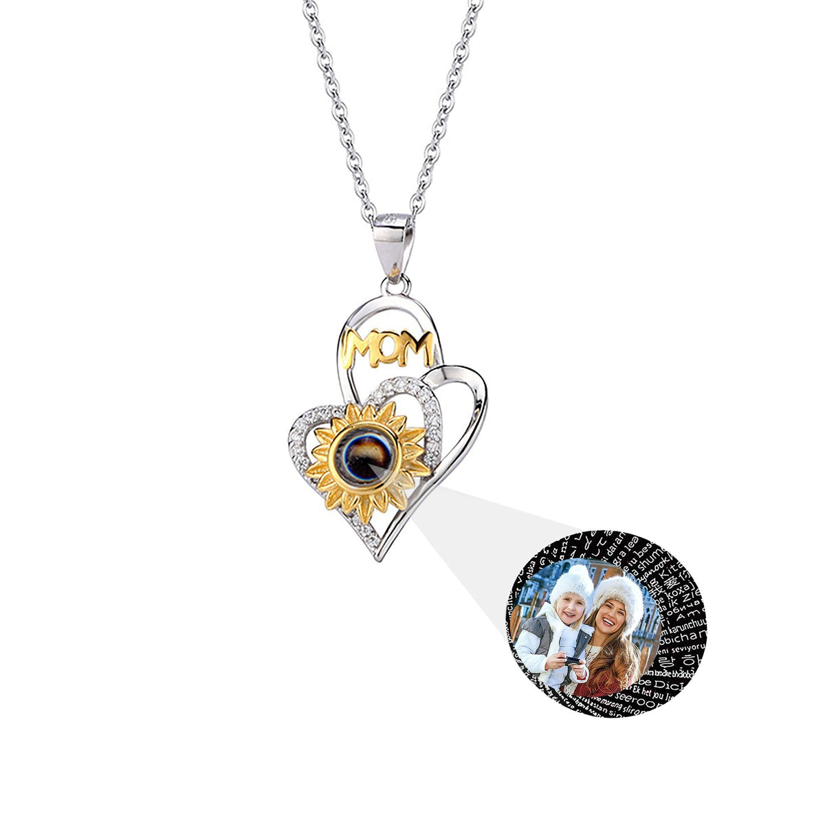 Sunflower with customized photosProjection Necklace Pendant Jewelry - MERGE.DAY.1.FREESTYLE