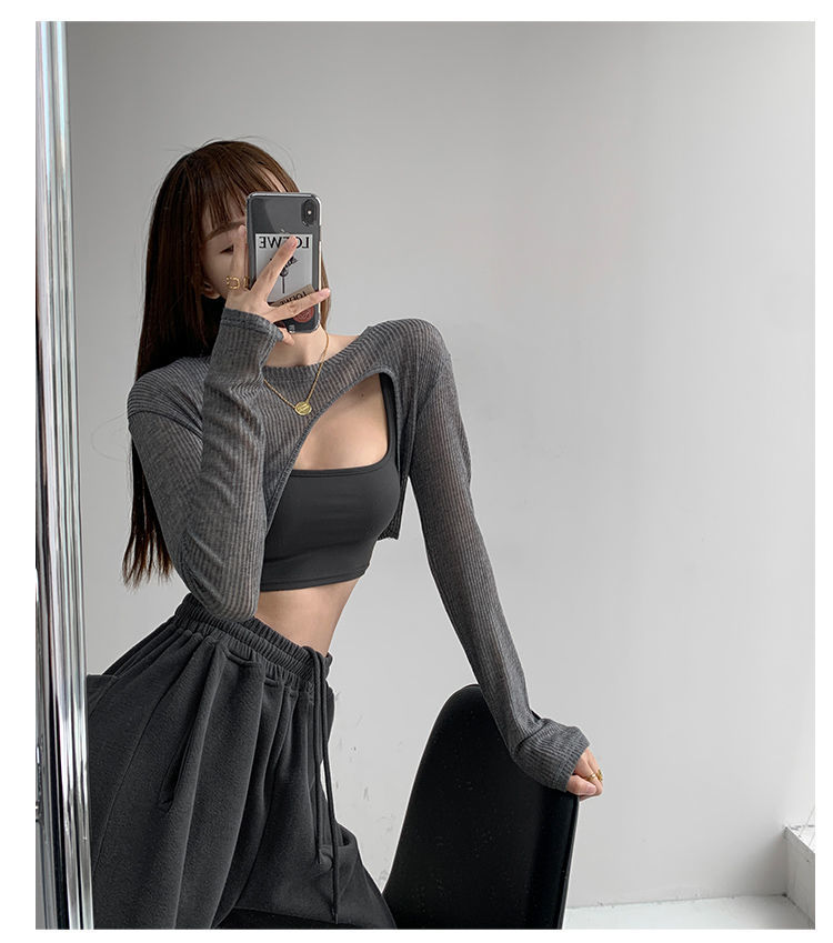 Hollow Smock T Shirt Women Summer Thin Irregular Long Sleeve Knitted - MERGE.DAY.1.FREESTYLE