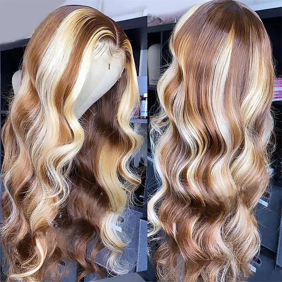 Ash Blonde Lace Front Human Hair Wig Remy Vietnamese 4/613 Highlight Wig Body Wave 13x4 Colored Wigs 613 HD Lace Frontal Wig - MERGE.DAY.1.FREESTYLE