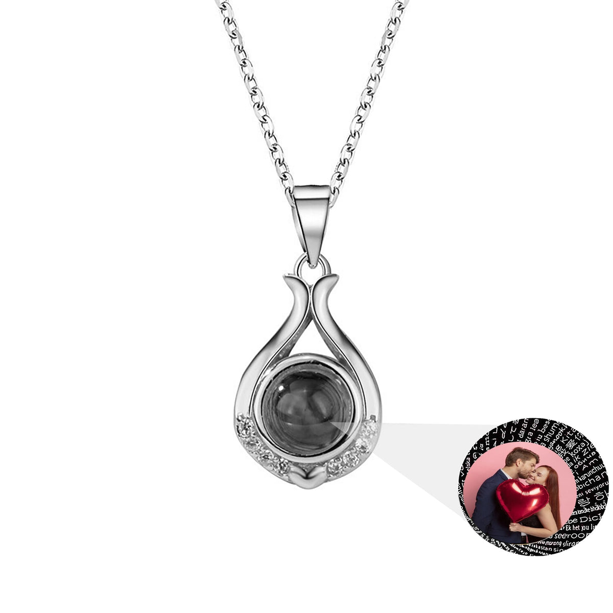 Valentine's Day Gift Photo Custom Simple flower Shaped Projection Necklace - MERGE.DAY.1.FREESTYLE
