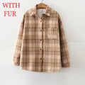 Velvet Thicken Plaid Shirts Blouses Autumn Winter Warm Shirts - MERGE.DAY.1.FREESTYLE