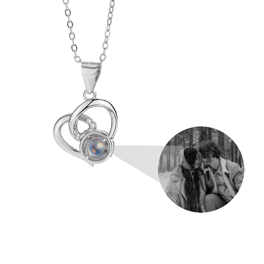 Customizable Photo Necklaces Silver Shiny Heart Chain Necklace Birthday Gifts - MERGE.DAY.1.FREESTYLE