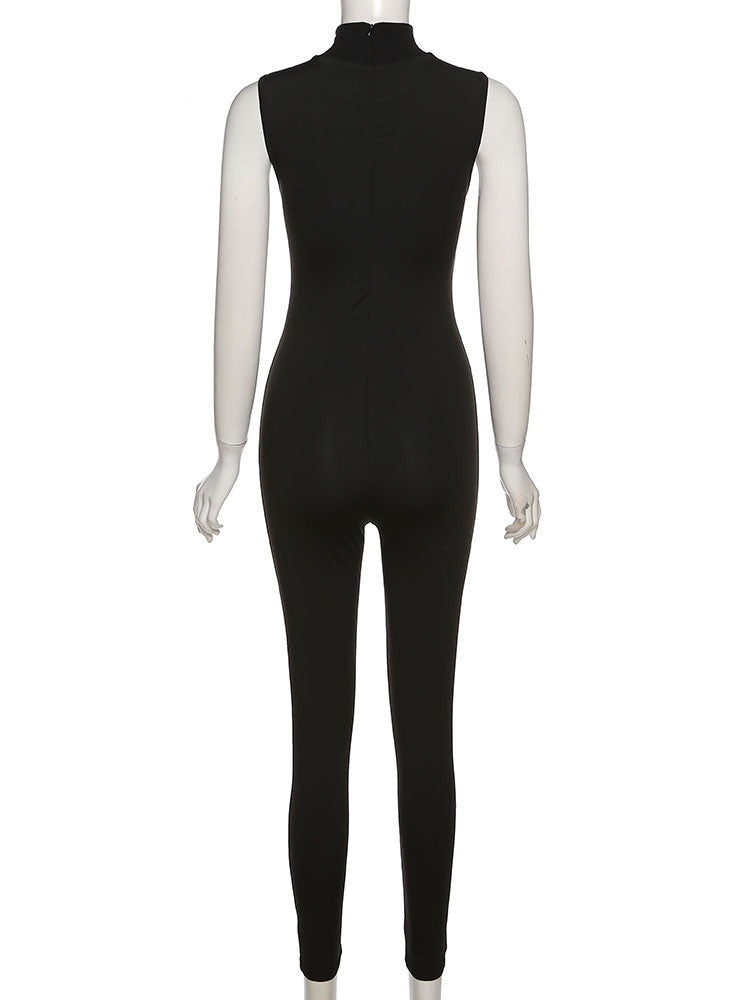 Women Tracksuit Slim Elastic High Print Figure Zipper Jumpsuit Y2K Sports - MERGE.DAY.1.FREESTYLE