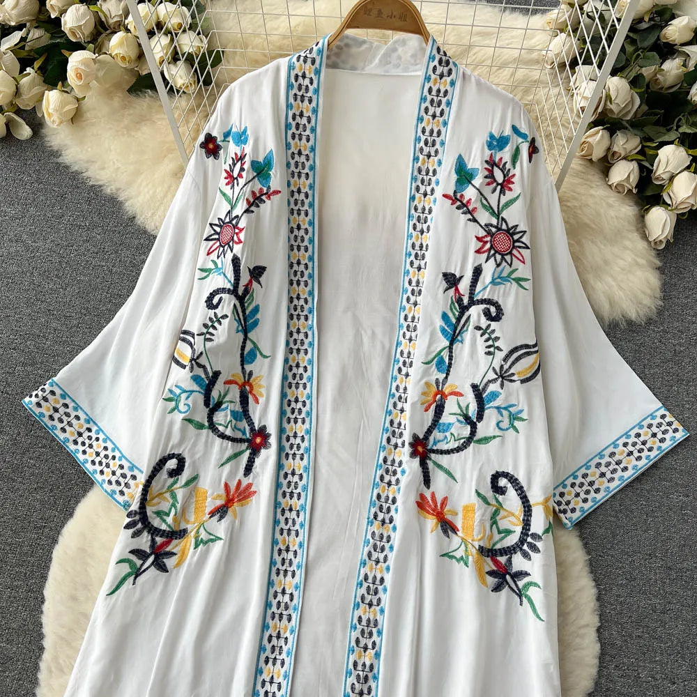 Retro Embroidery Sun Protection Shirt Chiffon Long Streetwear - MERGE.DAY.1.FREESTYLE