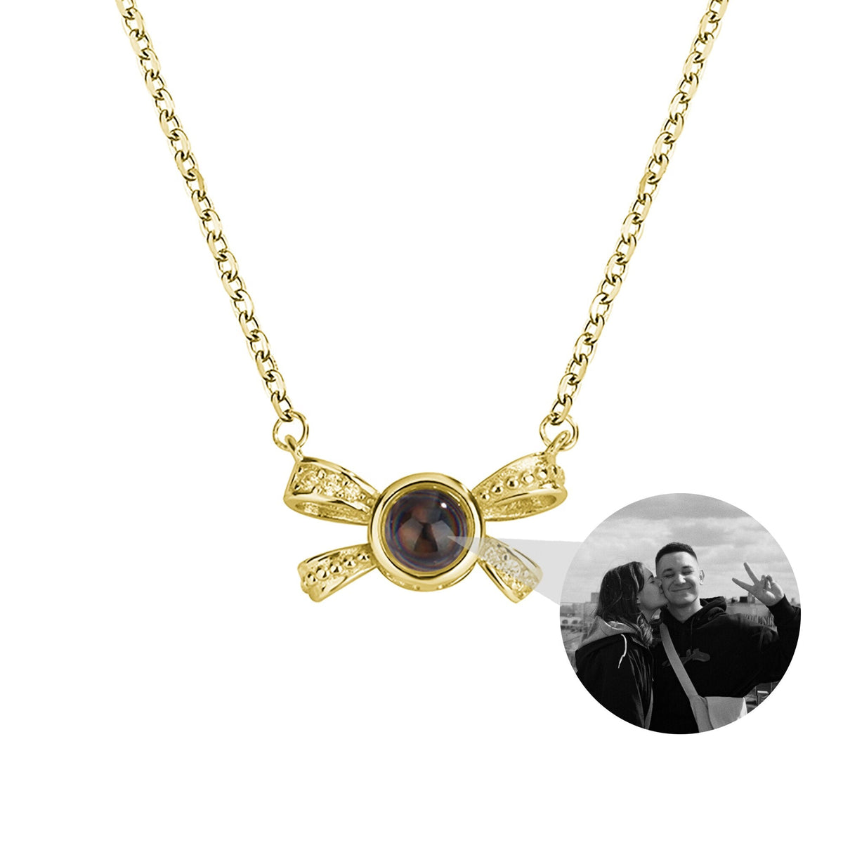Customized photo bow necklace Projection Necklace Personality Photo Creative Pendant - MERGE.DAY.1.FREESTYLE
