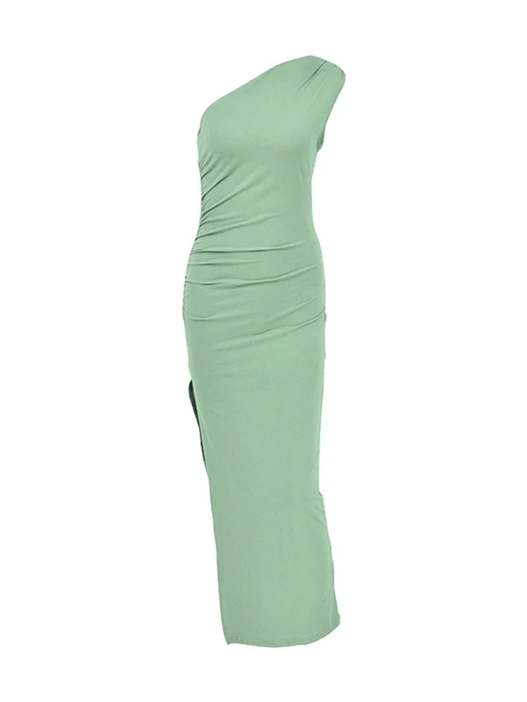 Solid Sleeveless Backless Slim Dress Female Off Shoulder Club Elegant Party Dress - MERGE.DAY.1.FREESTYLE
