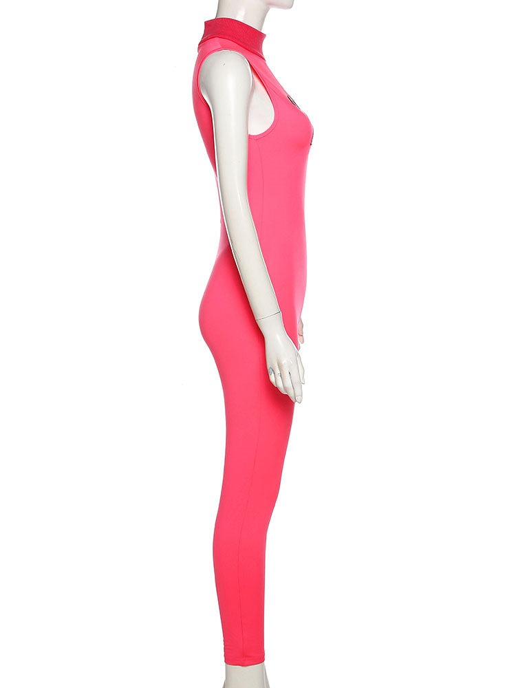 Women Tracksuit Slim Elastic High Print Figure Zipper Jumpsuit Y2K Sports - MERGE.DAY.1.FREESTYLE