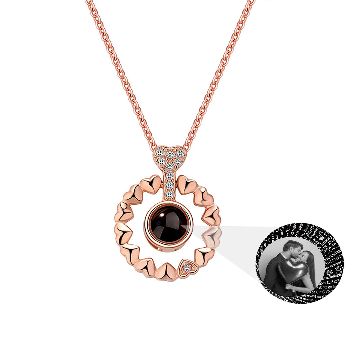 Love projection necklace with customizable photos Necklace Heart Pendant - MERGE.DAY.1.FREESTYLE