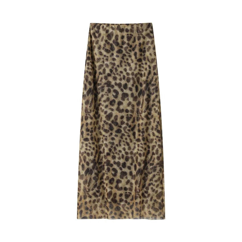 Leopard Print Wrapped Suit Backless Sleeveless Tops Skirts - MERGE.DAY.1.FREESTYLE