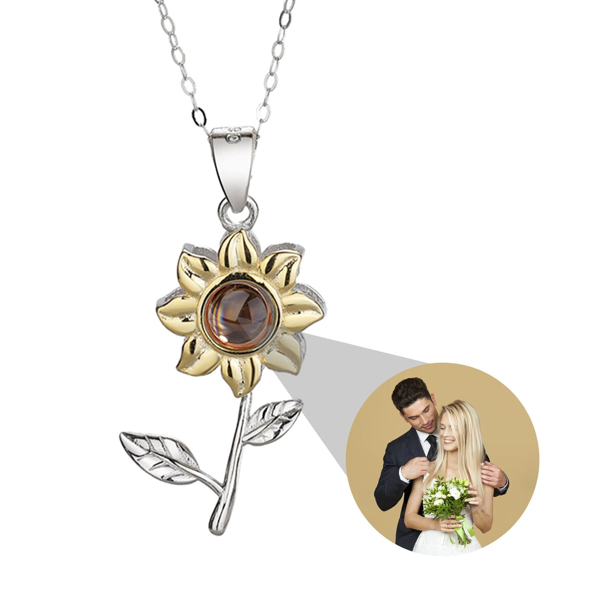 Custom SunFlower Projection Necklace Personalized Lover Keepsake Jewelry - MERGE.DAY.1.FREESTYLE