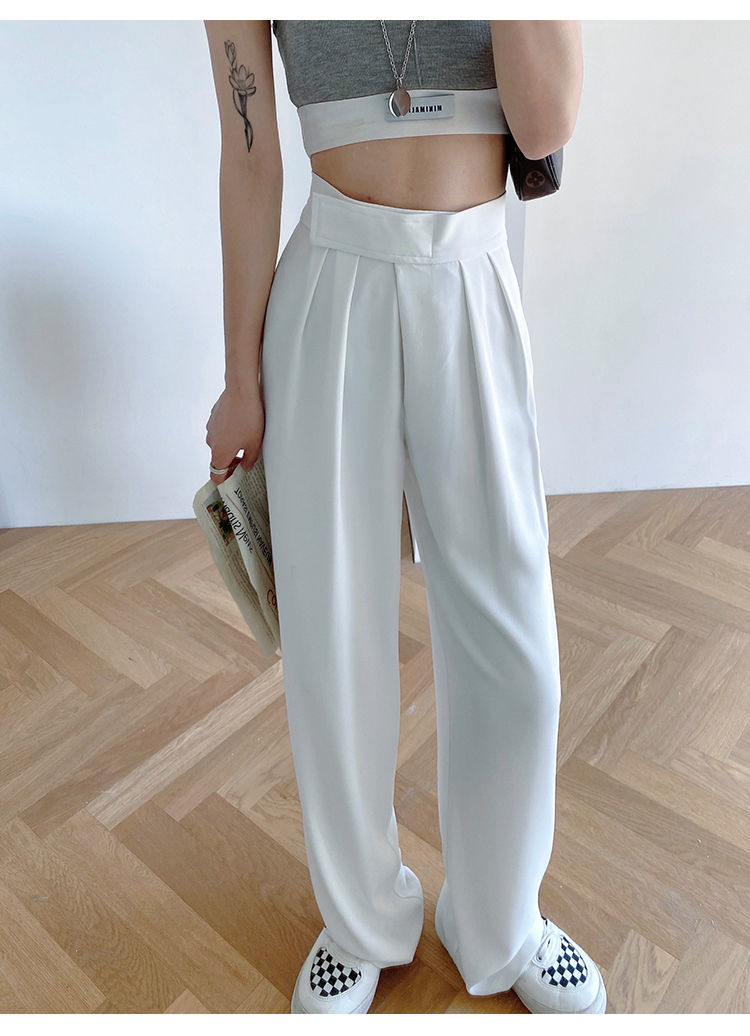 Casual Baggy Trousers Women Summer High-Waist Pants Loose Straight Mopping Pants - MERGE.DAY.1.FREESTYLE