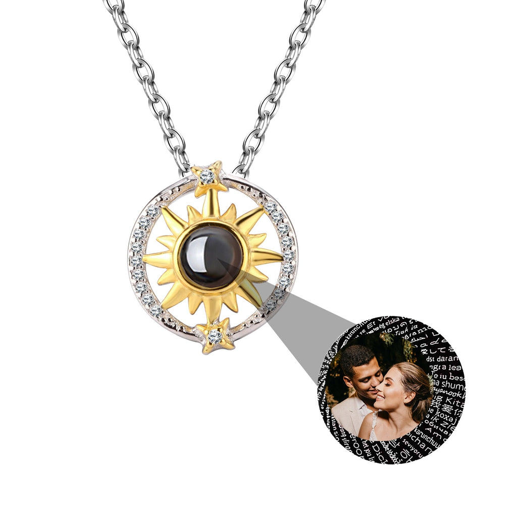 Customizable photo sunflower Projection Necklace Pendant Jewelry - MERGE.DAY.1.FREESTYLE