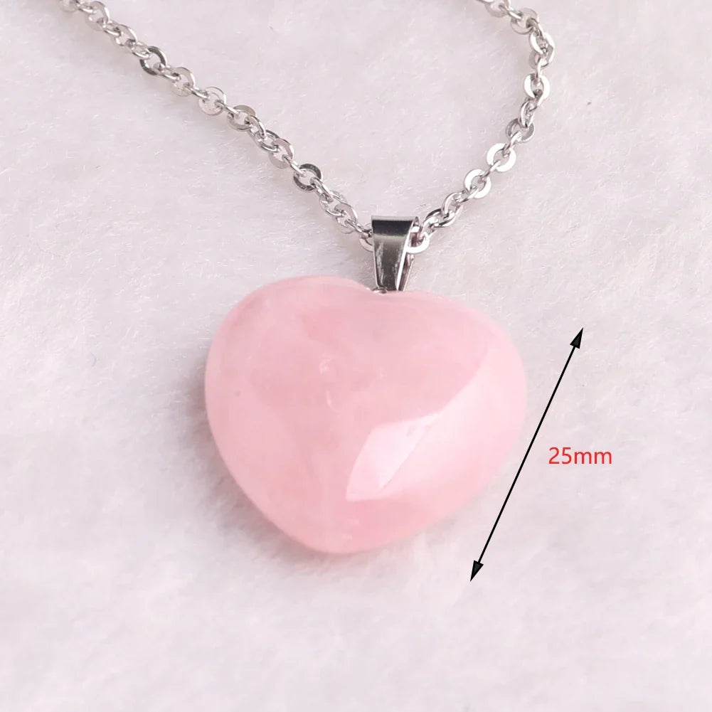 rose quartz pendant Heart Necklace - MERGE.DAY.1.FREESTYLE
