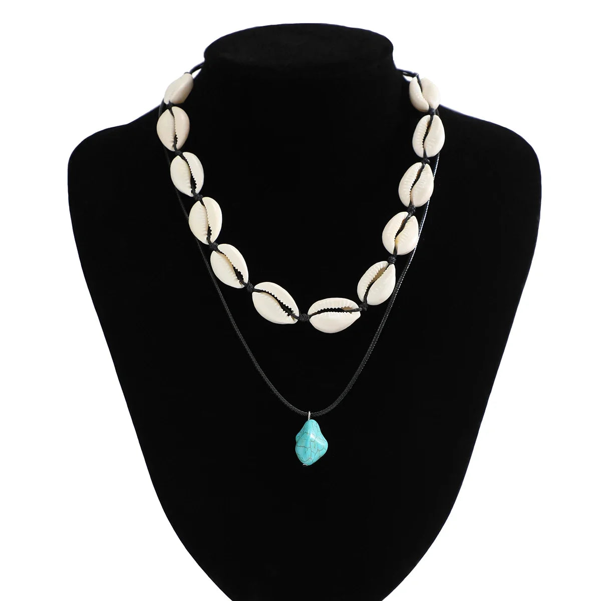Summer Shell Choker With Stone Pendant Necklace - MERGE.DAY.1.FREESTYLE