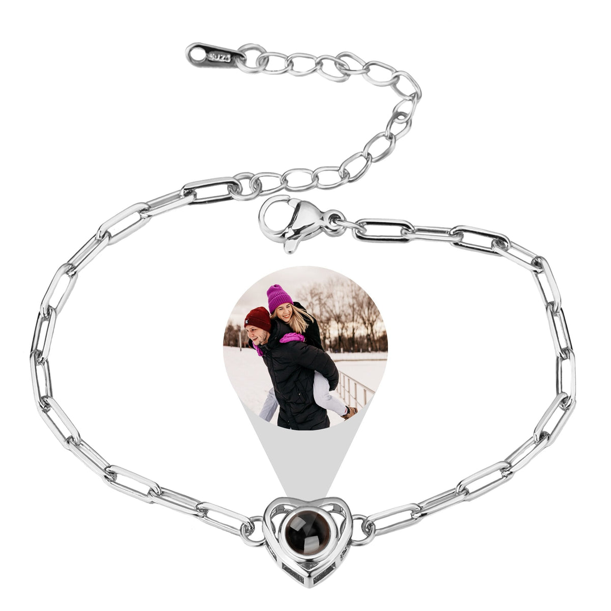 Customizable photo Projection Photo Bracelet-Heart Pendant Memorial Bracelet - MERGE.DAY.1.FREESTYLE