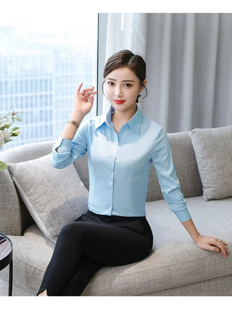 Polyester Cotton Shirts for Women Long Sleeve Blouse - MERGE.DAY.1.FREESTYLE