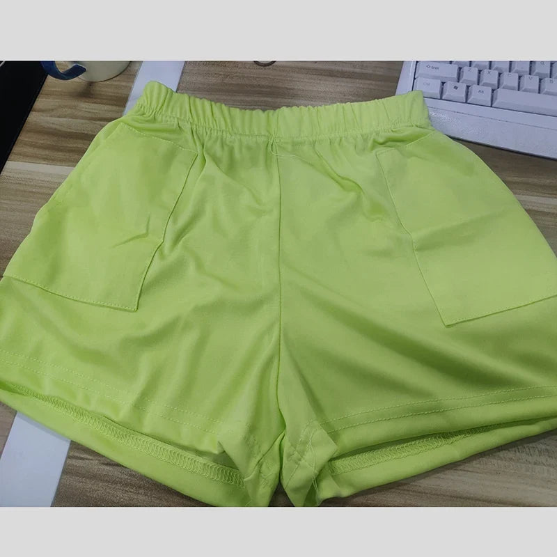 High Waist Pants With Pocket Yoga Shorts Women Sports Short Bottoms - MERGE.DAY.1.FREESTYLE