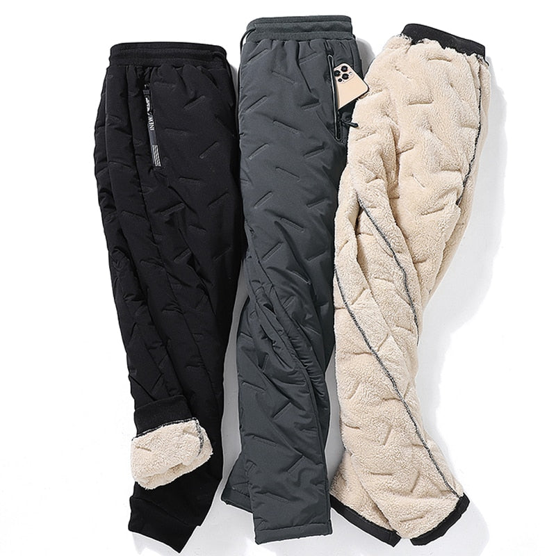 Winter Zip Pockets Thicken Fleece Sweatpants Joggers Water Proof Thermal Trousers - MERGE.DAY.1.FREESTYLE