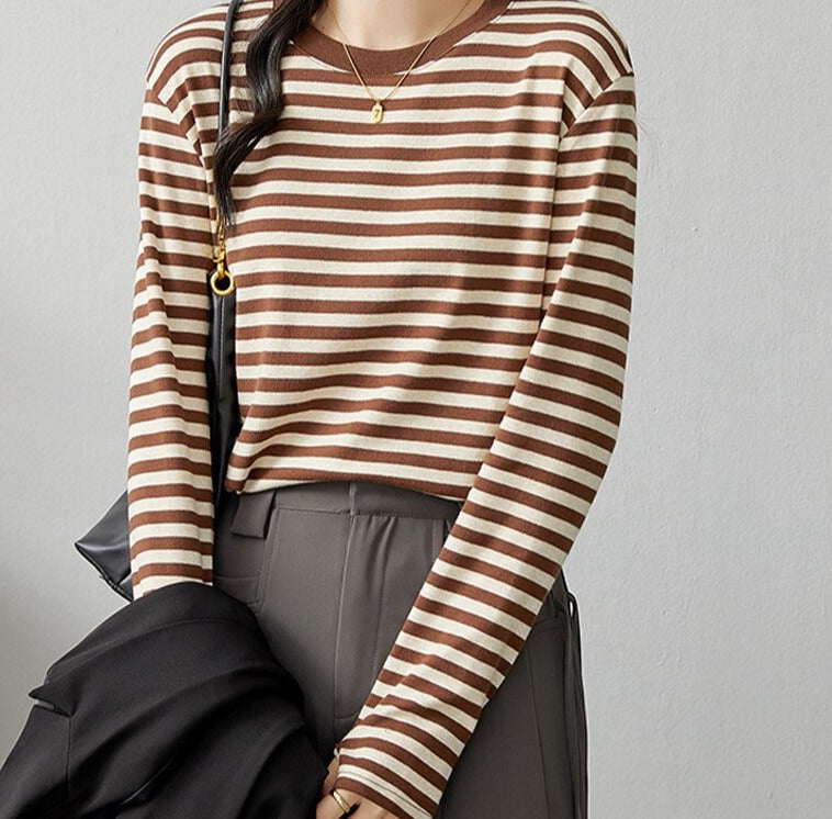 Casual O-neck Women Striped T-shirts Spring Summer Short Sleeve Loose Female Tops - MERGE.DAY.1.FREESTYLE