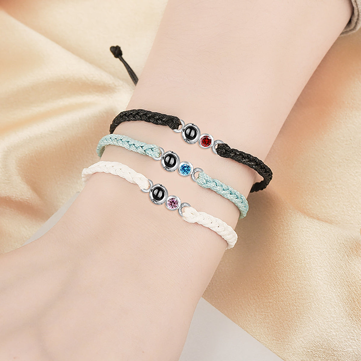 Customized birthstone Personalized Circle Photo Bracelet - MERGE.DAY.1.FREESTYLE