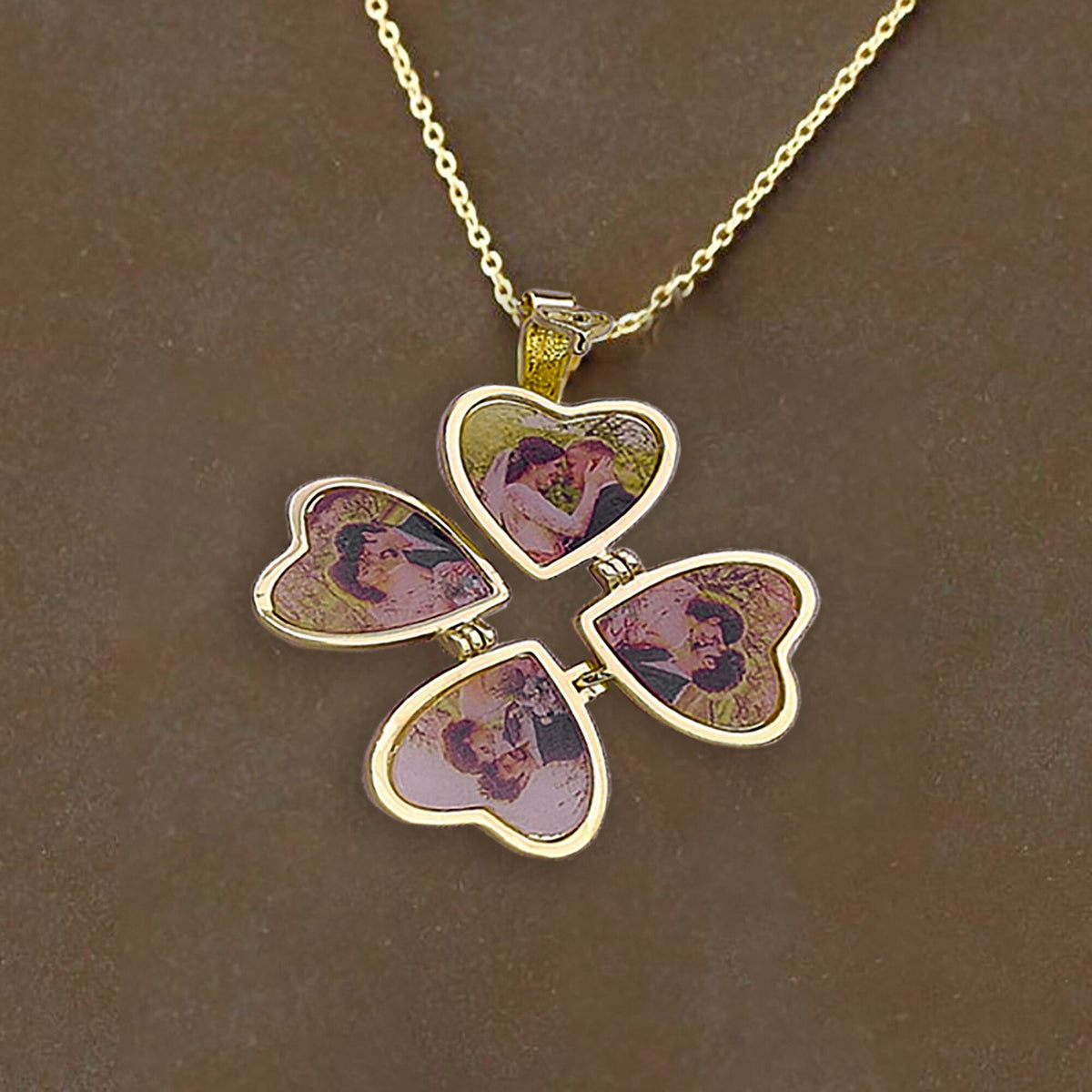 Personalized Love Heart Locket Necklace Custom 4 Photos Adjustable Pendant - MERGE.DAY.1.FREESTYLE