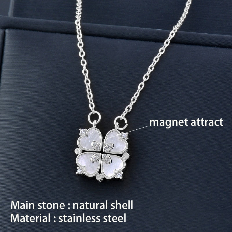 Trendy Flower Magnetic Attract Together Pendant Necklace - MERGE.DAY.1.FREESTYLE