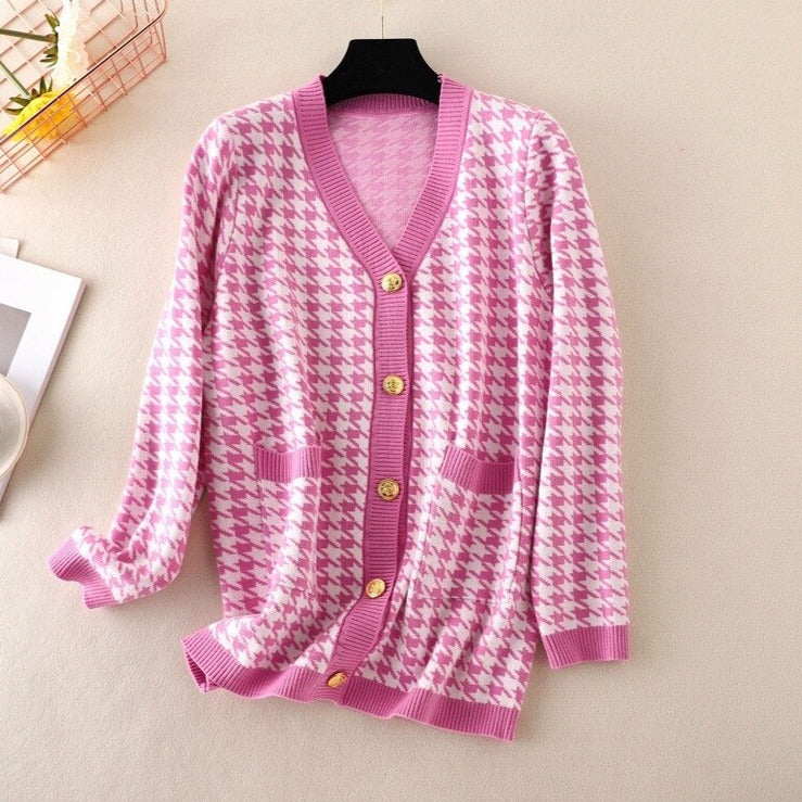 V-neck Striped Cardigans Sweaters Long Sleeve Loose Knitted Open Stitch Outwear - MERGE.DAY.1.FREESTYLE