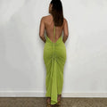 Halter Bandage Sleeveless Backless Shirring Draped Maxi Dress Sexy Streetwear - MERGE.DAY.1.FREESTYLE
