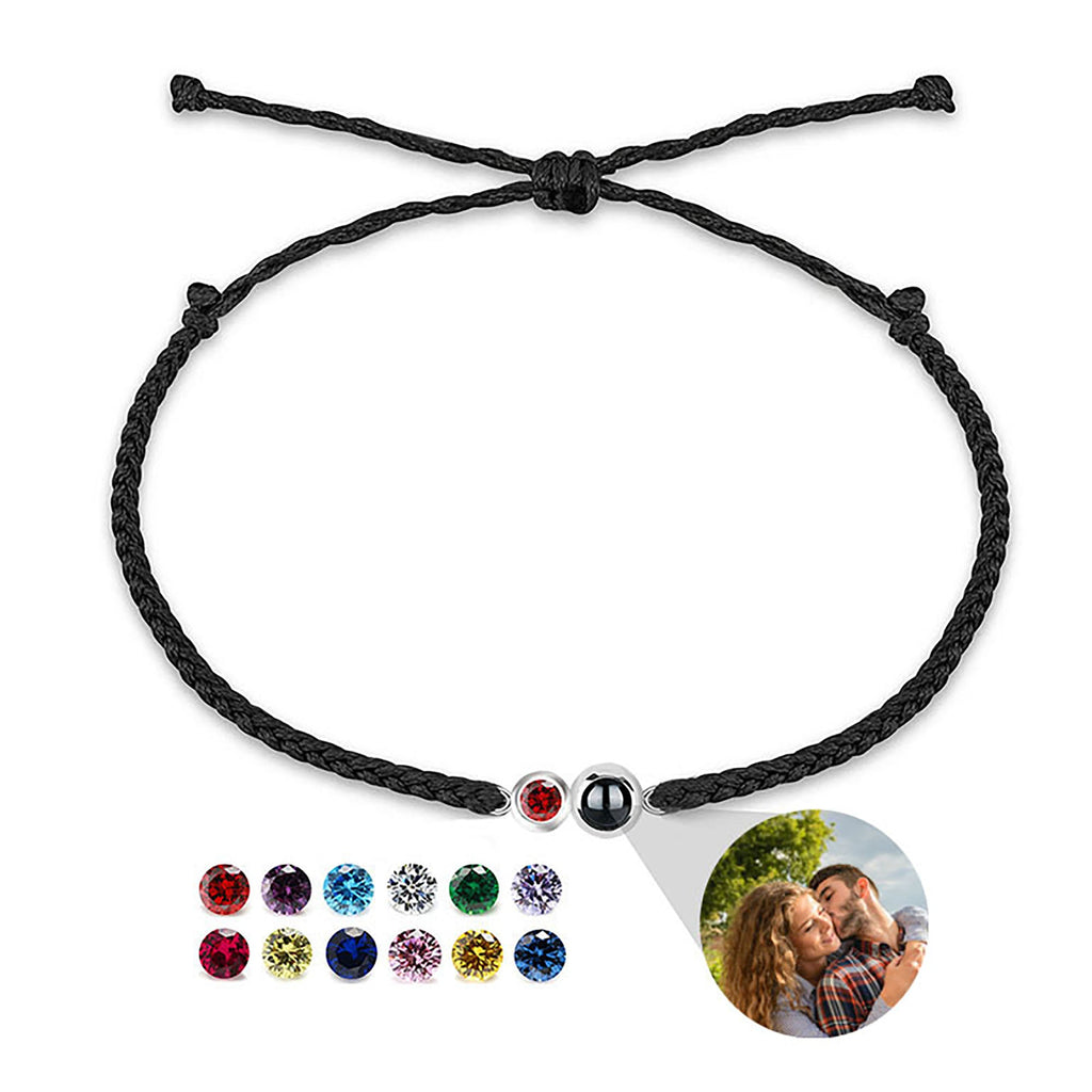 Customized birthstone Personalized Circle Photo Bracelet - MERGE.DAY.1.FREESTYLE