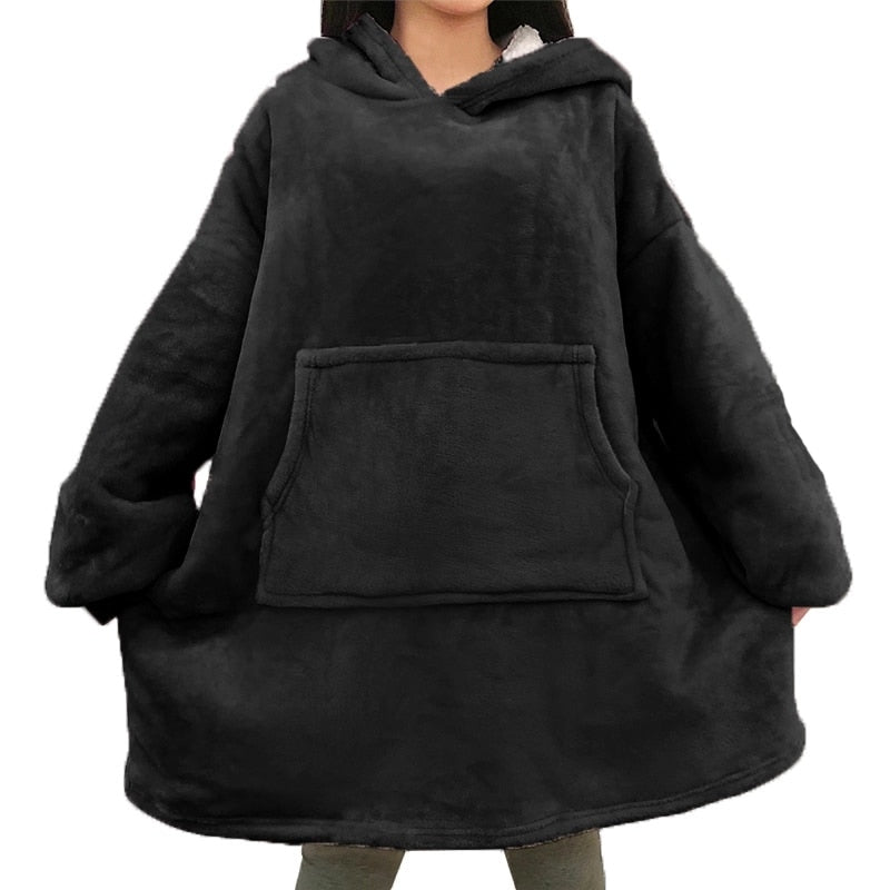 Winter Oversized Hoodies Women Giant Hoody Flannel Fleece Wearable Blanket - MERGE.DAY.1.FREESTYLE