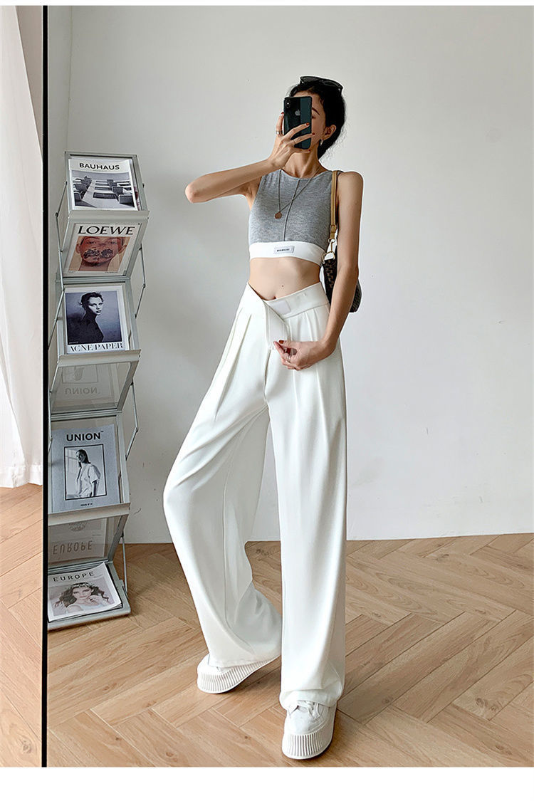 Casual Baggy Trousers Women Summer High-Waist Pants Loose Straight Mopping Pants - MERGE.DAY.1.FREESTYLE