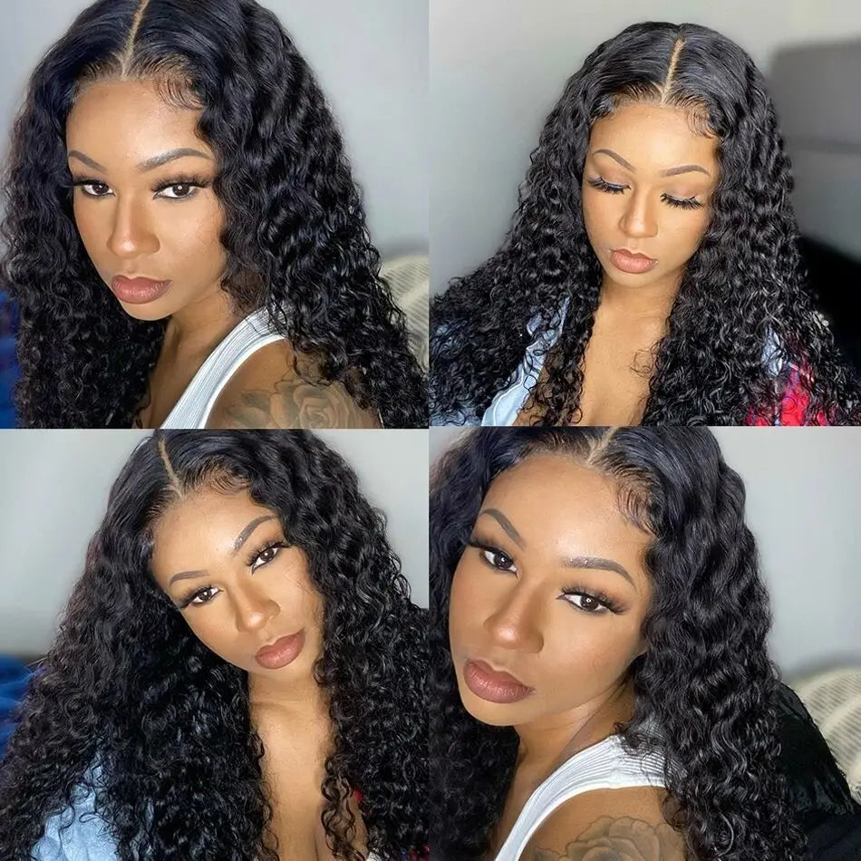 Malaysian Water Wave Wigs 13x6 HD Transparent Lace Front Human Hair Wigs Wear and Go Glueless Lace Frontal Wigs Deep Curly Wigs - MERGE.DAY.1.FREESTYLE