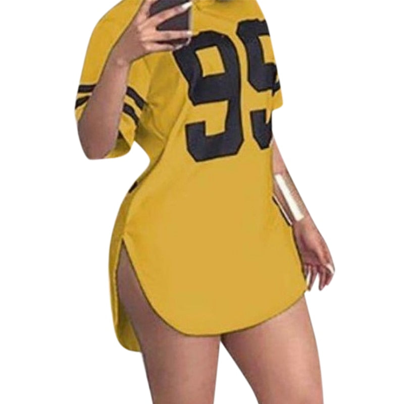 graphic tee Women 95 Letter Print Tops Summer Split Short Sleeve Korean Style Tshirts - MERGE.DAY.1.FREESTYLE