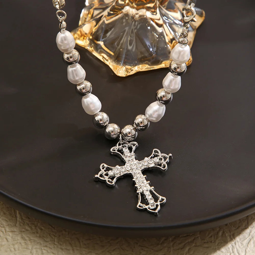 pearl cross necklace Pendant - MERGE.DAY.1.FREESTYLE